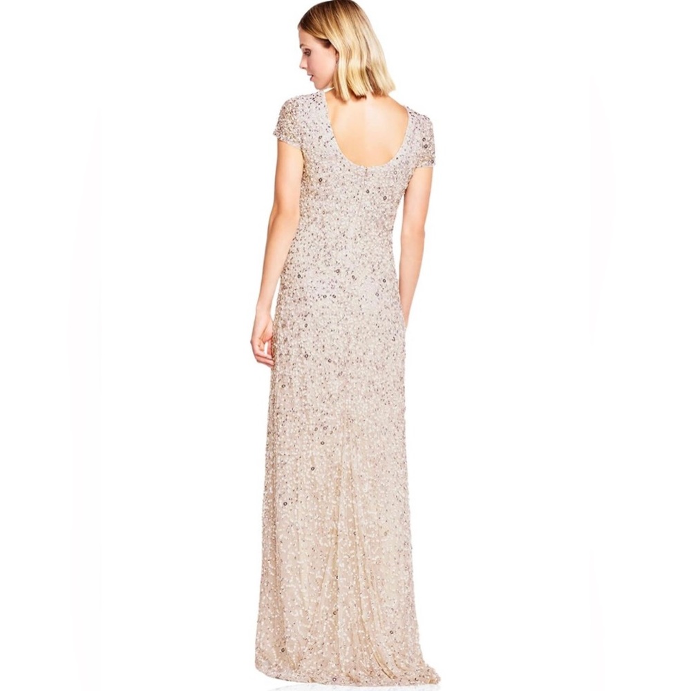 NWT Adrianna Papell Short-Sleeve All Over Sequin Gown Sz 6 - Picture 2 of 6